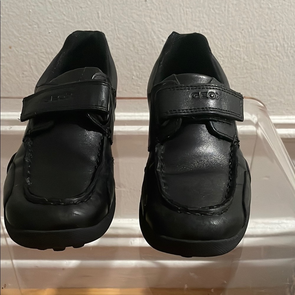 Geox Black Leather Velcro Sneakers/Uniform Shoe